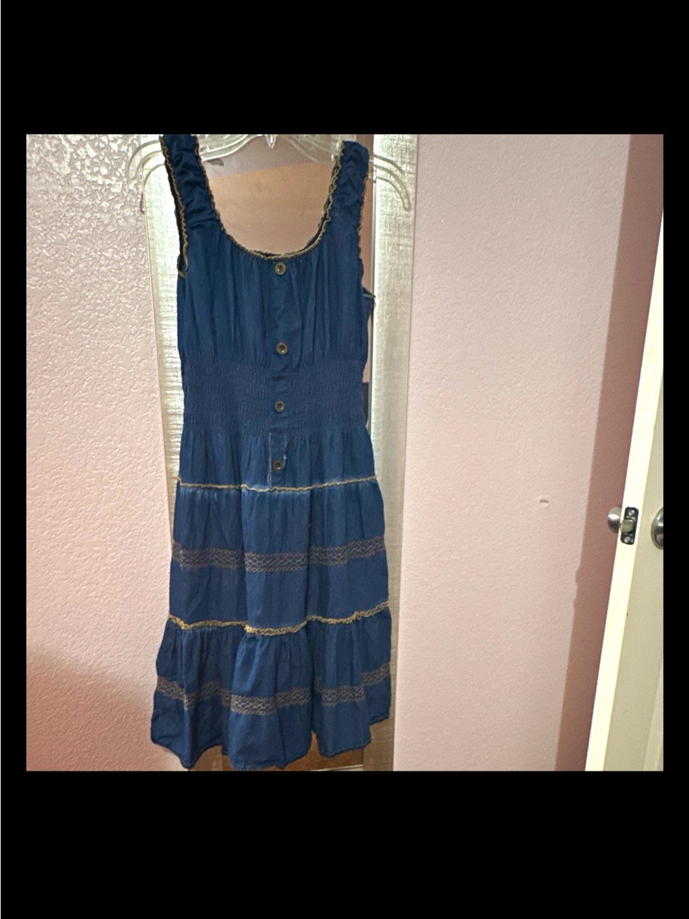 Lapis Navy Button-Front Tiered Sundress